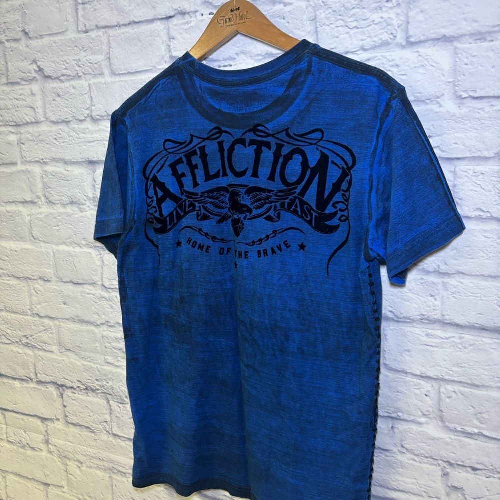 Vintage Y2K Affliction Distressed Mens Freedom Defender Graphic T-shirt Large - Picture 13 of 13